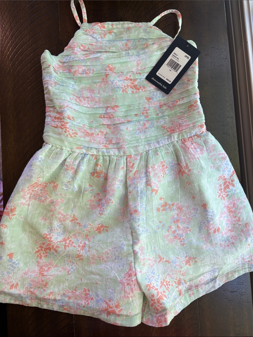 abercrombie kids Pastel Green Floral Spaghetti-Strap romper